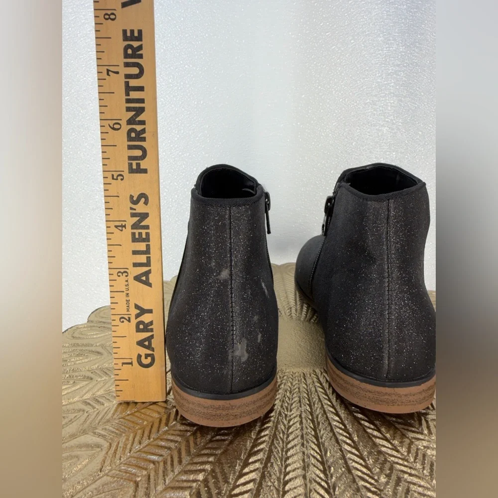 Cat & Jack Girls Black Glitter Ankle Boots‎ Size 4 | Zip Side Sparkle Booties